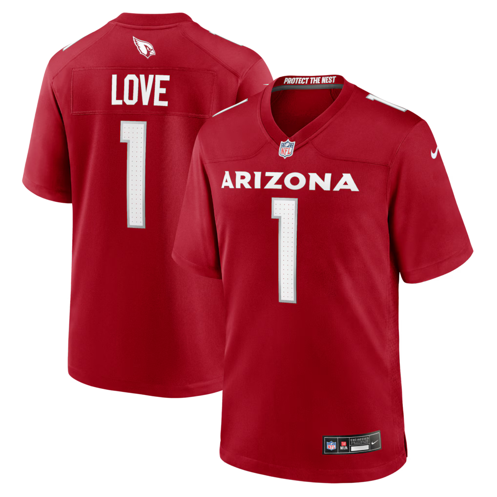 Jeremiyah Love Arizona Cardinals Nike 2026 NFL Draft First Round Pick No. 3 Team Game Jersey - Cardinal