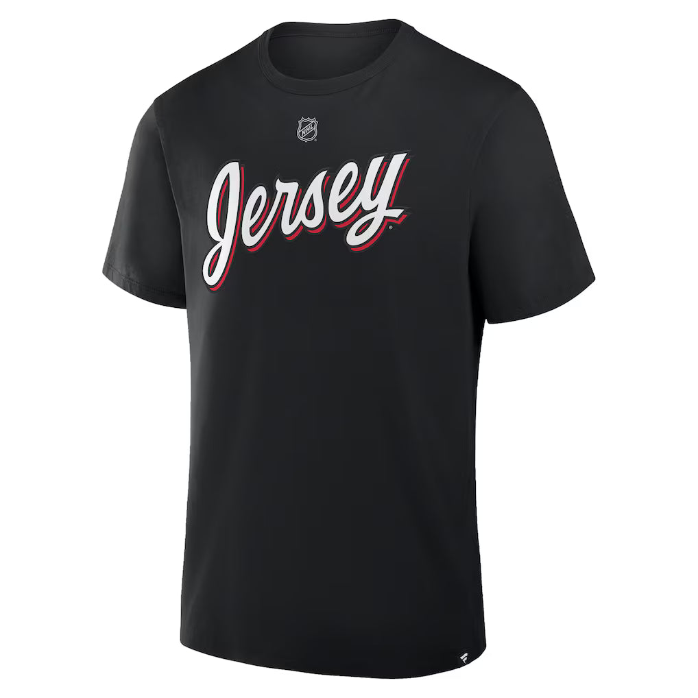 Jack Hughes New Jersey Devils Fanatics Authentic Stack Name & Number T-Shirt - Black