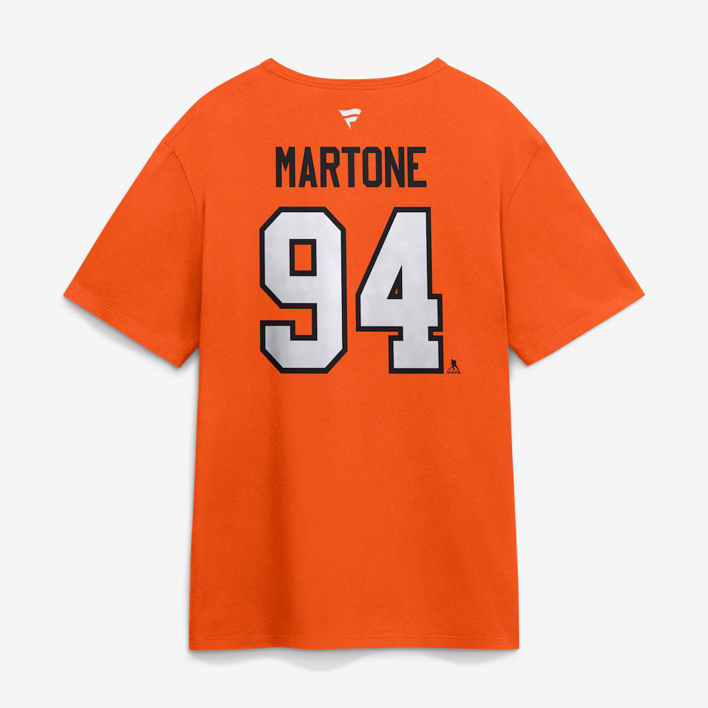 Porter Martone Philadelphia Flyers Fanatics Authentic Stack Name & Number T-Shirt - Orange