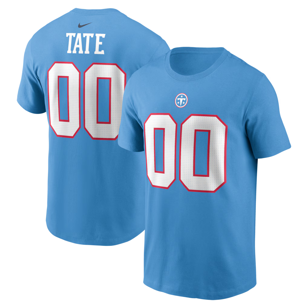 Carnell Tate Tennessee Titans Nike Name & Number T-Shirt - Light Blue