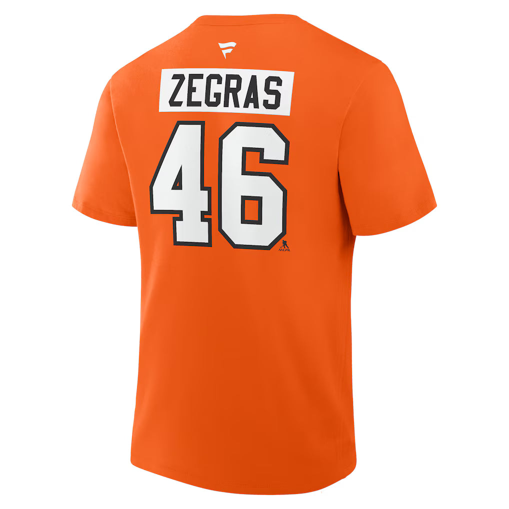 Trevor Zegras Philadelphia Flyers Fanatics Authentic Stack Name & Number T-Shirt - Orange