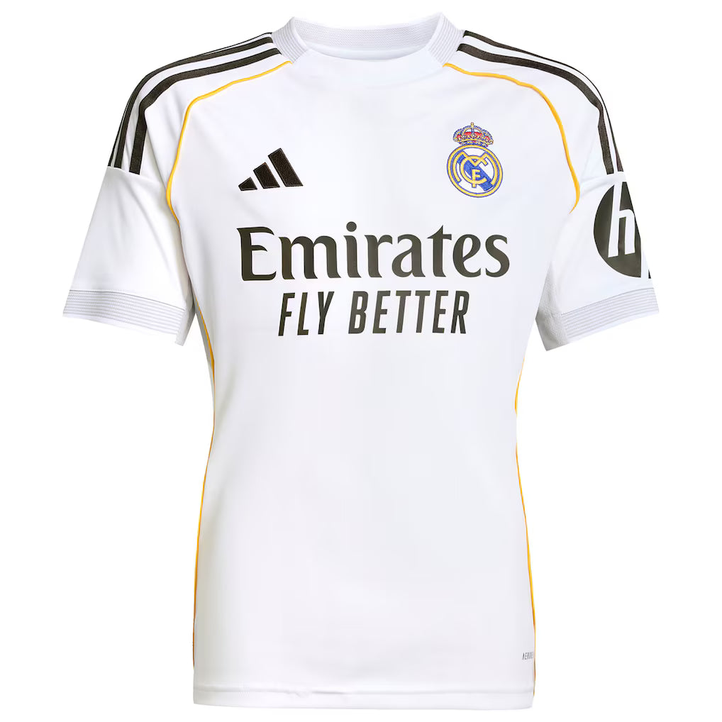 Kylian Mbappé Real Madrid adidas Youth 2025/26 Home Replica Player Jersey - White