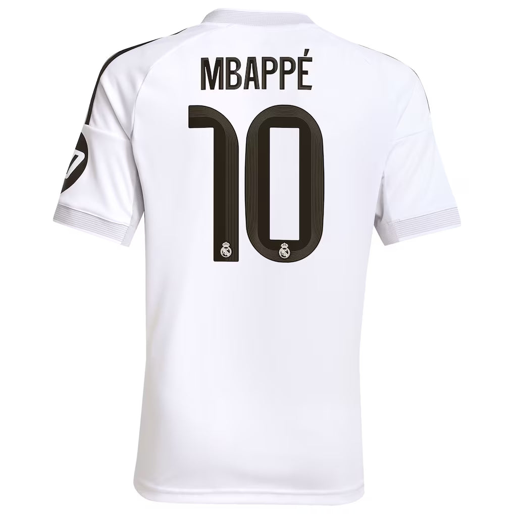 Kylian Mbappé Real Madrid adidas Youth 2025/26 Home Replica Player Jersey - White